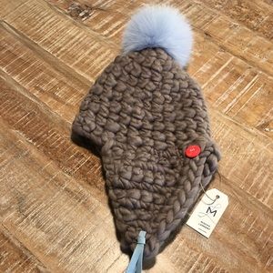Mischa Lampert fro tri 1 pom, Chunky Hat w/Fox Fur